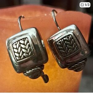 Brighton Silver-Tone Woven Square Leverback Earrings